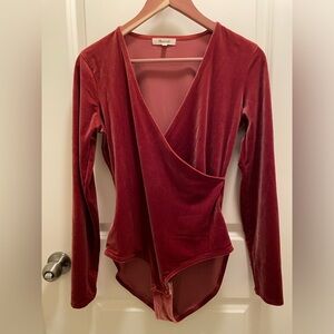 Madewell Velvet Terracotta Bodysuit - Medium